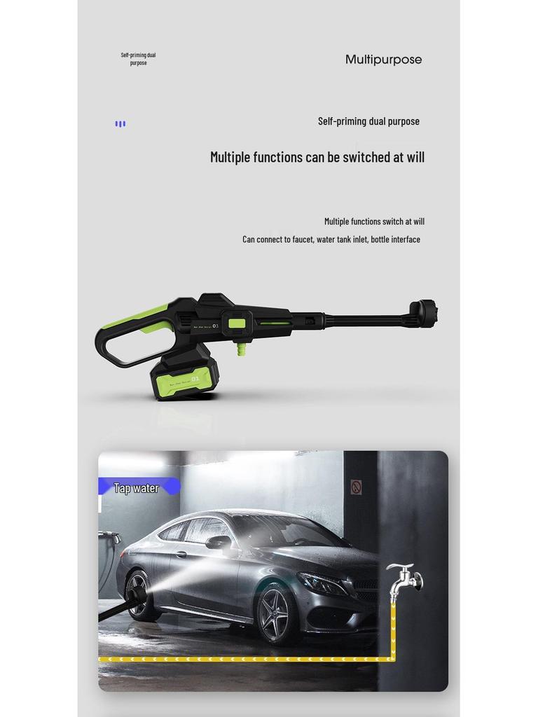 Rechargeable Portable High-Pressure Car Wash Gun with Lithium Battery