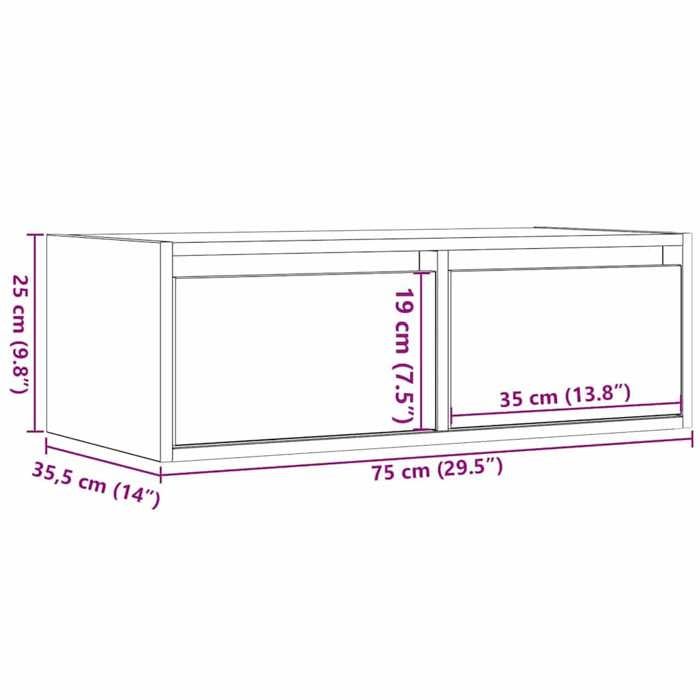 VidaXL TV Stand with LED Lights Smoked Oak 75x35.5x25 Cm, Hi-Fi Cabinet, Entertainment Center, TV Cabinet, Furniture 860233