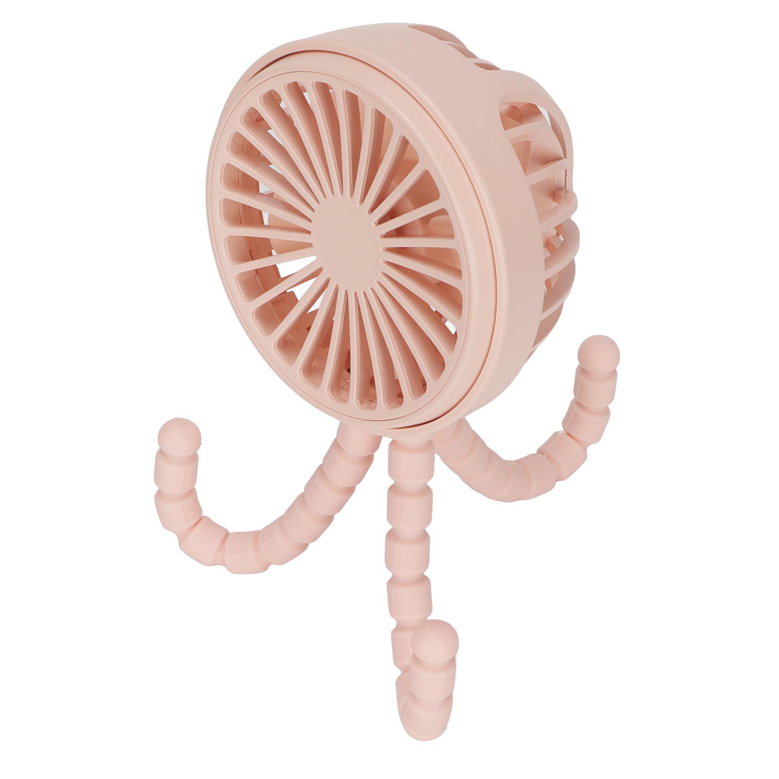 

Mini Portable Fan 3 Speed 360 degrees Rotatable Rechargeable Desktop Fan with Flexible Tripod for Office Bedroom розовый