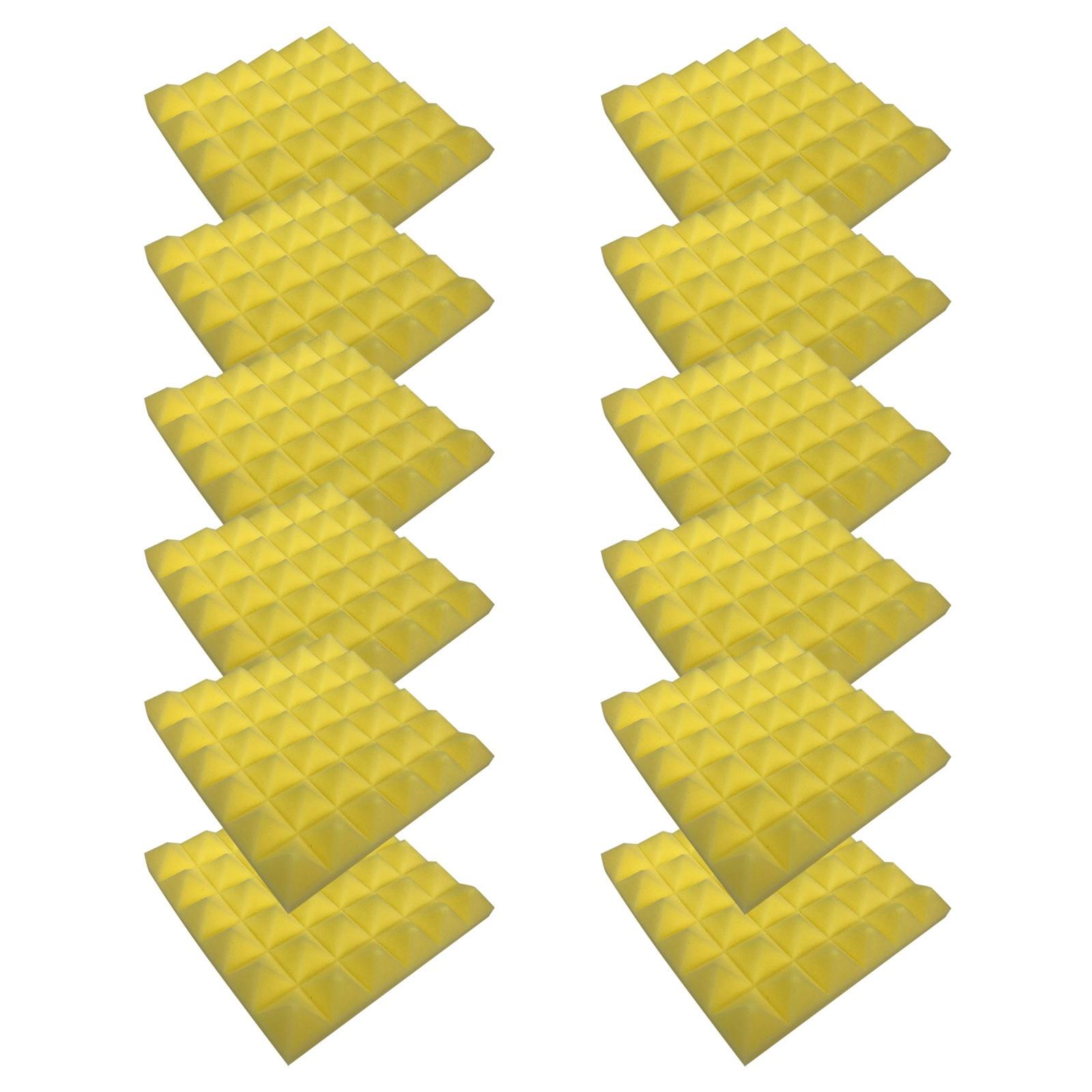 

(Курка Кунг Пао)12PC Самоклеюча звукопоглинаюча губка для звукоізоляційної дошки DIY One Size жовтий