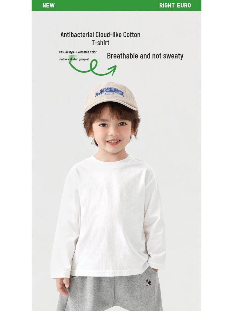 Europäisches Jungen Langarm T-Shirt aus reiner Baumwolle - Frühling/Herbst 2026 Trendiges Basisshirt für ältere Kinder.