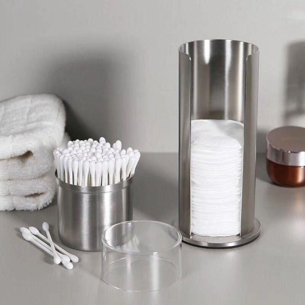 Scatola porta cotton fioc a doppio strato Porta cotton fioc rotondo Dispenser con cuscinetti resistenti Cotton fioc