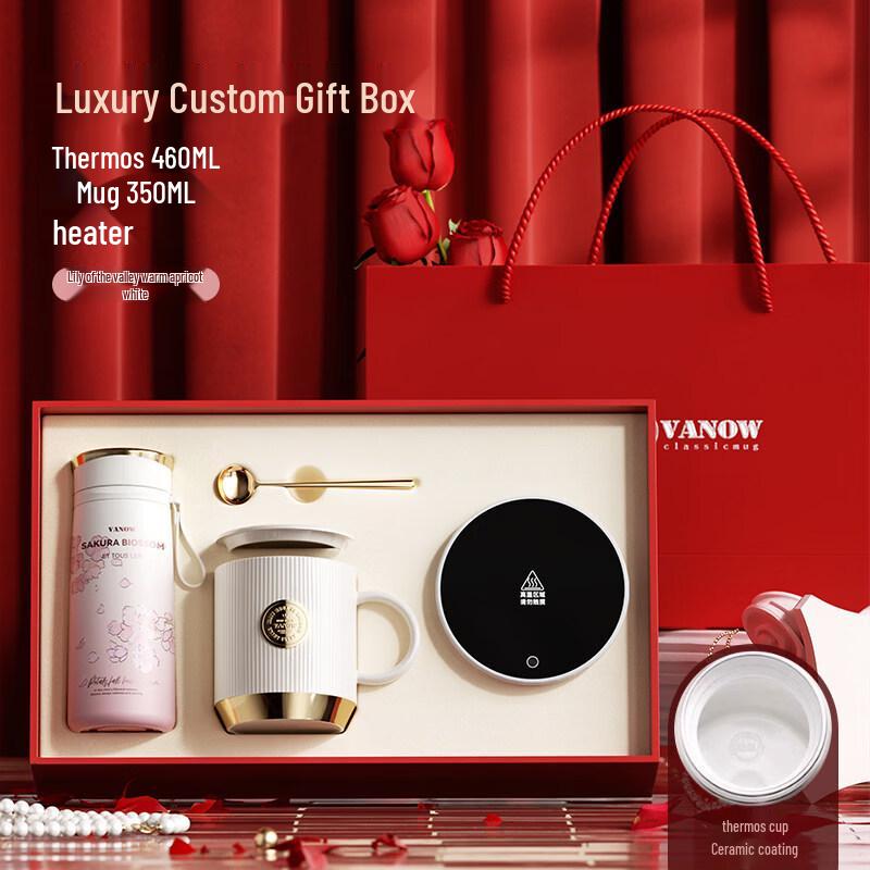 Vanow Sakura Insulated Smart Mug with Heating Coaster