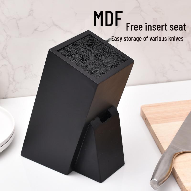 

Деревянная подставка для кухонных ножей с черной вставкой - Многофункциональная стойка для хранения столовых приборов GB0014