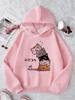 Fashion Children Hoodie, Sweet Cartoon Cat Pile With Tiny Mouse And Sleep Mark Decor Pattern Pullover Sweatshirt, Fall Winter CasualSportLongSleeveTop