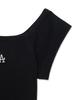 Emelbi Women'S Basic Off-Shoulder Shirred Ribbed Dress La (Black)