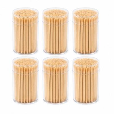 Set of 6 Pots of 150 Wooden Toothpicks for Appetizers, Kitchen and Daily Use