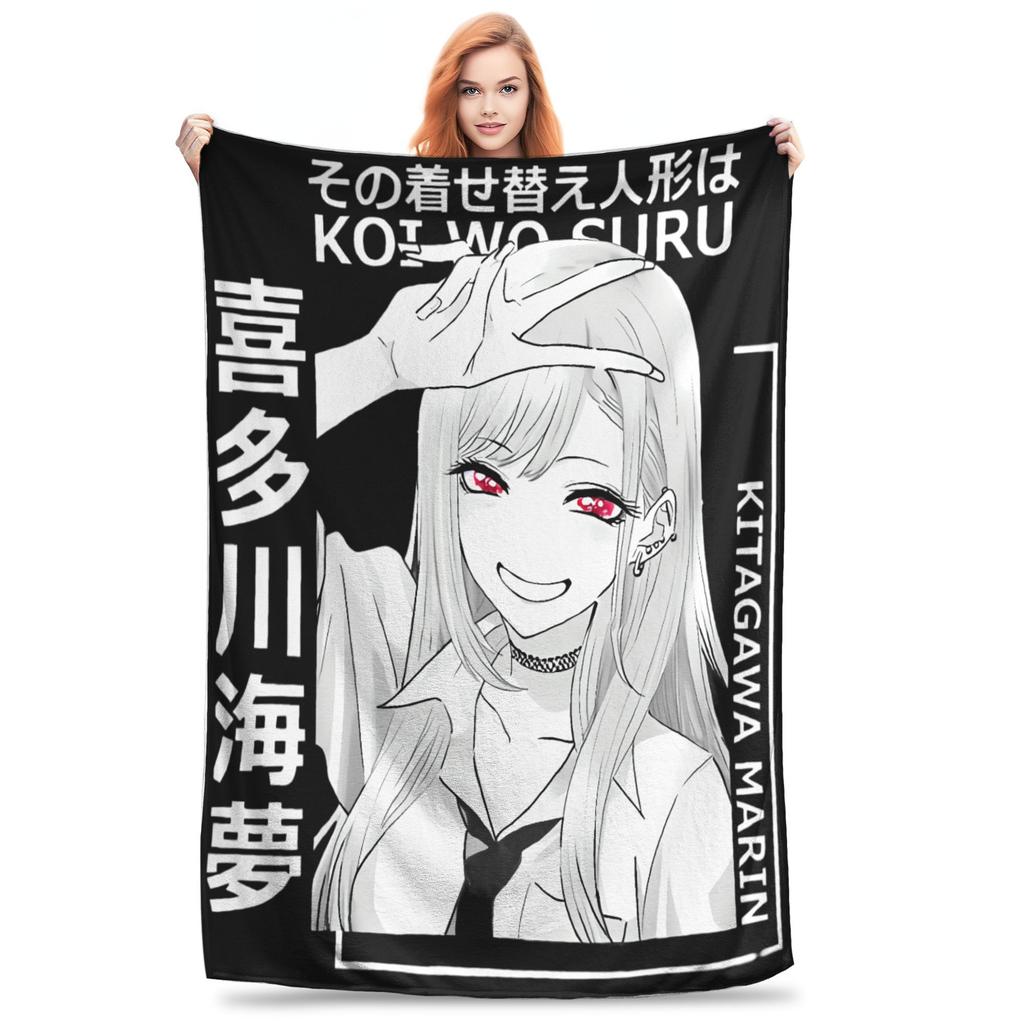 Japan Anime Marin Kitagawa Blankets Warm Street Trend Plush Throw Blanket For Kids Adult Couch Bed Flannel Bedspread Bed Cover