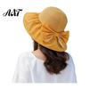 Sun Protection Hat for Outdoor Woven Hat, Women Wide Brim Beach Floppy Breathable with Bow, UV Summer Vacation Camping Travel Accessories