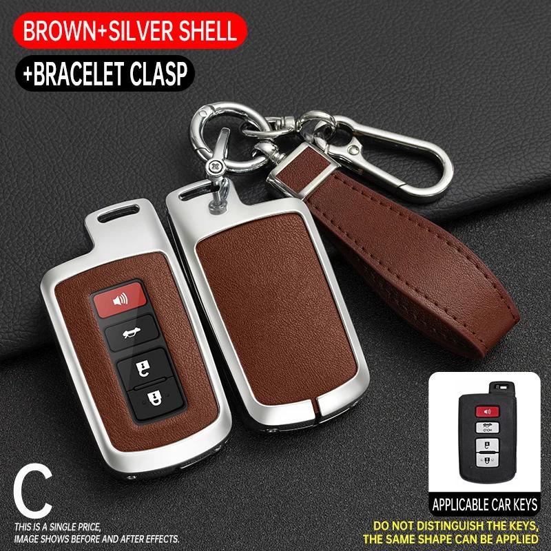 Metal Leather Car Key Case Cover For S0 Prius CHR Aygo Corolla Yaris RAV4 Camry Land Cruiser Highlander Prado Auris Avalon JH0