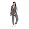Fierte Women's Large Size Jacket Lm45011 Zipper Closure Seasonal Hood Stripe Detail Double Pocket Long Sleeve Sports Tracksuit Top Anthracite Black
