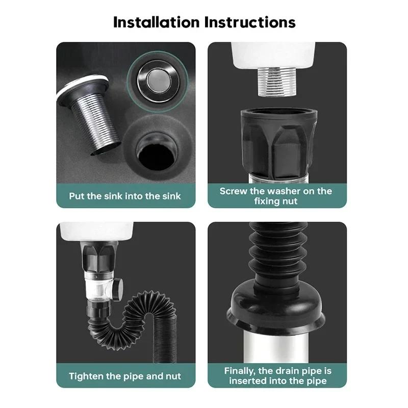 Universal Sewer Deodorizing Sewer Pipe Drain Pipe Horizontal and Vertical Drainage Trough Wash Basin Accessories Leak-proof