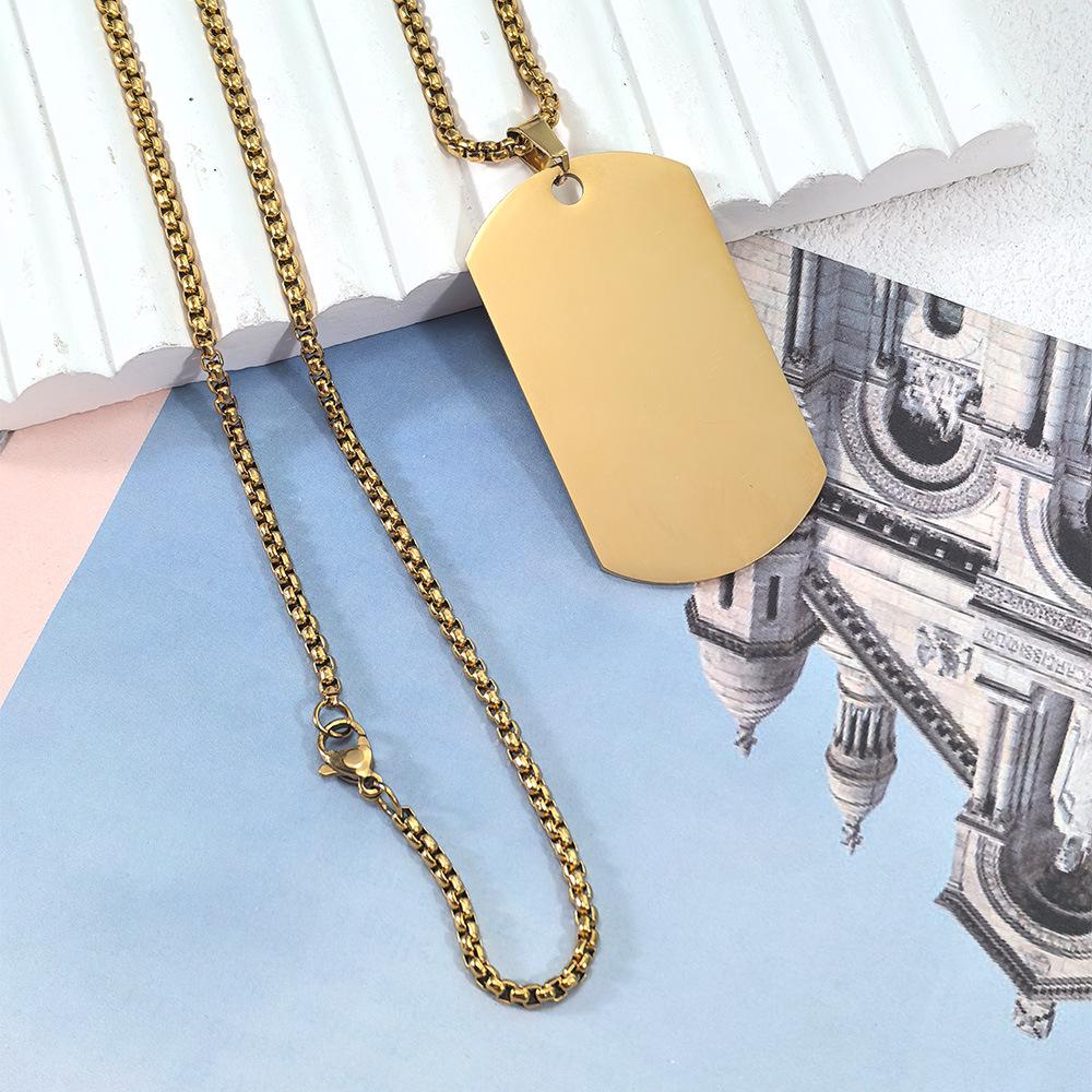 Mirror Polished Stainless Steel Engravable Military Dog Tag Pendant