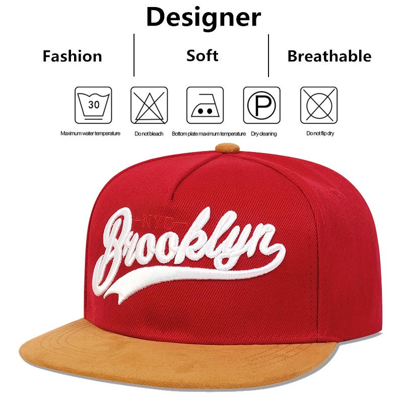 Unisex Brooklyn Embroidery Hip-Hop Hats Outdoor Adjustable Casual Baseball Caps Sunscreen Hat Sports Golf Cap