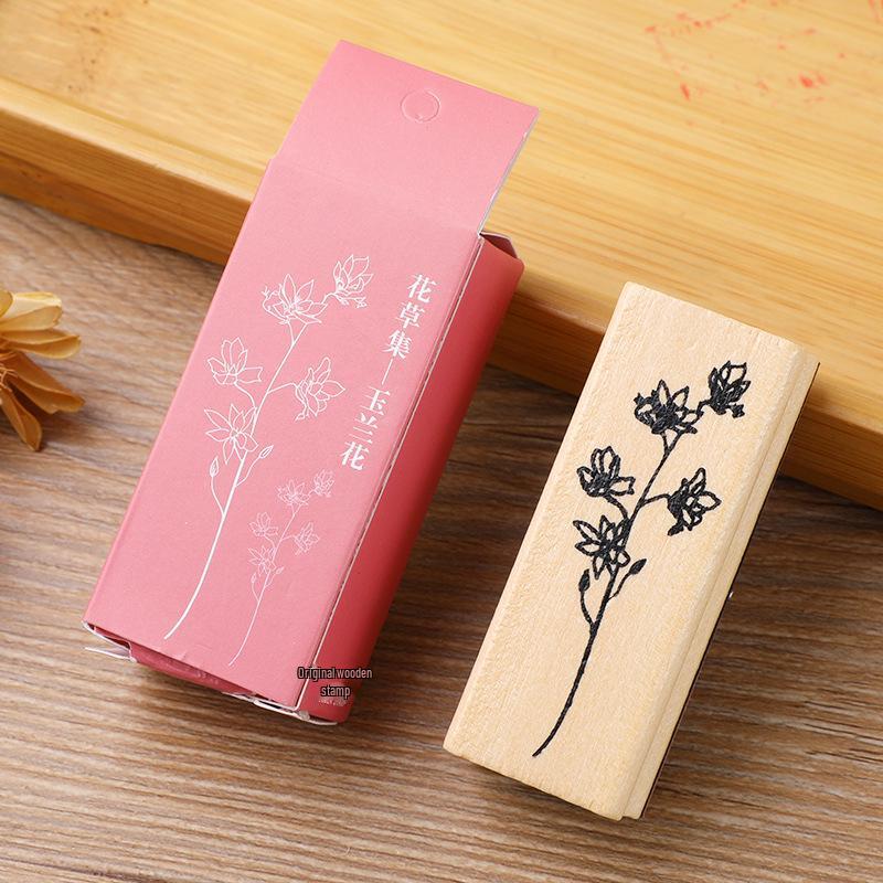 

Изысканная коллекция деревянных штампов с цветочным узором - Креативный дизайн растений для самодельных журналов, дневников или фотоальбомов; Доступно в 8 стилях