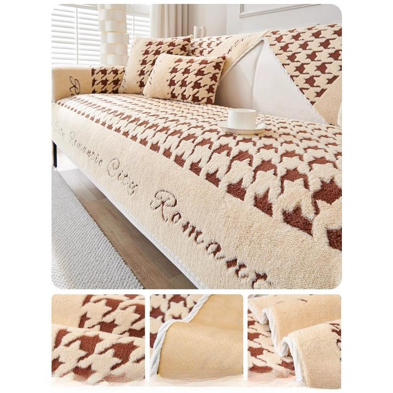 2024 Nový polštář na pohovku Zimní zesílený plyšový polštář protiskluzový potah na pohovku