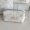 Blue Bow Quilted Women Cosmetic Bag Sets Large Capacity Makeup Handbag Travel Pouch 3 Type Ladies Zipper Organizer for Bags