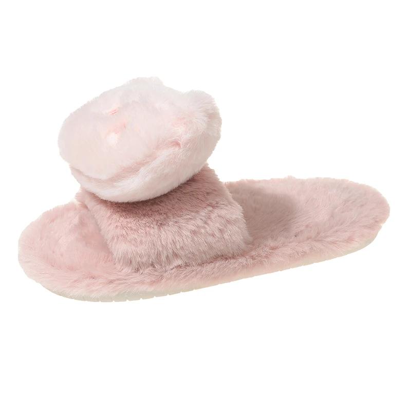 2024 Children Plush Slippers for Girls Winter New Fashion Cute Animals Korean Style Open-toe Anti-slippery Versatile Chic Shoes