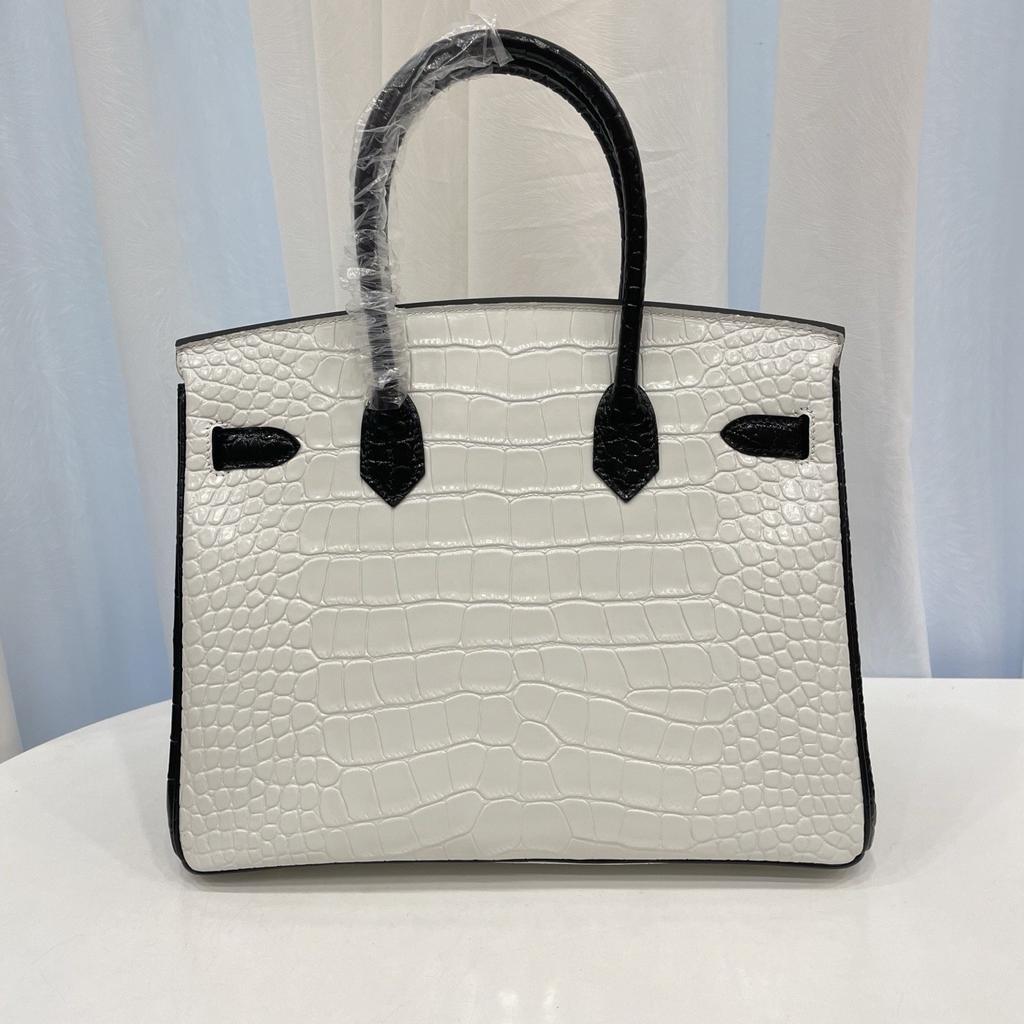 2025 Explosive Color Matching American Crocodile Pattern Platinum 25/30. Full-pair Version Strapless High-end Fashion Portable Women's Bag