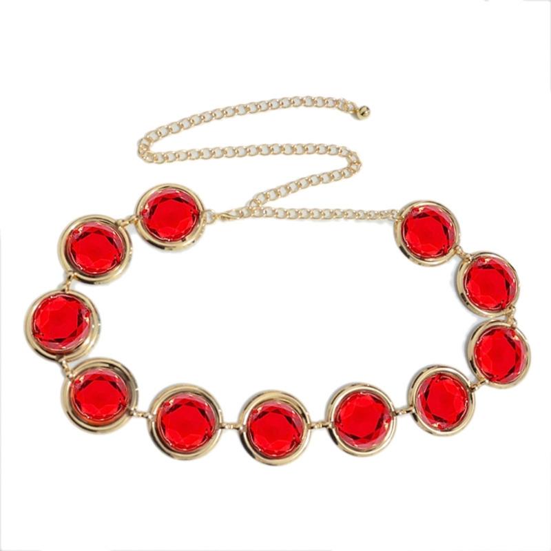 Red Crystal Waist Chain Belt Jewelry Belly Chain Decorative Belts For Women Dresses Red Waist Chain Raven