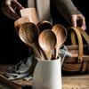 4/7Pcs Teak Natural Wood Tableware Spoon Ladle Turner Long Rice Colander Soup Skimmer Cooking Spoons Scoop Kitchen Tool Set
