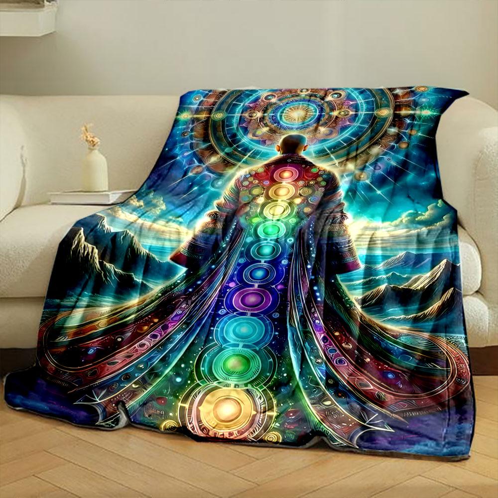 Chakra Meditation Celestial bedroom Blanket for Livingroom Couch lunch break Soft throw for Friend's festival Gift