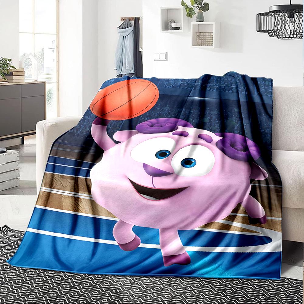 1Pc Cute Cartoon Character KikoRiki Blanket Soft Comfortable Polyester Blanket All Season Warm Throw Bedroom Office Outdoor Use Perfect Christmas Gift