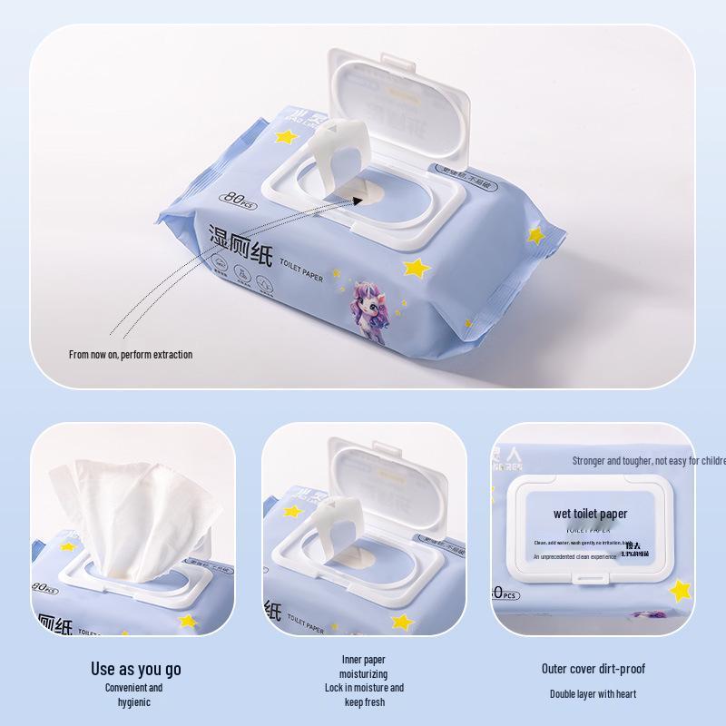 Flushable Hygiene Wet Wipes 80 Sheets - Large Pack for Household Cleaning