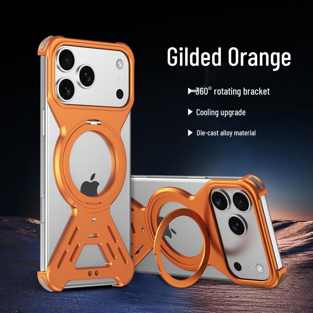 iPhone 17 Pro Max Magnetic Rotating Aluminum Phone Case - Drop-Proof, Heat Dissipating, Cross-Border Compatible