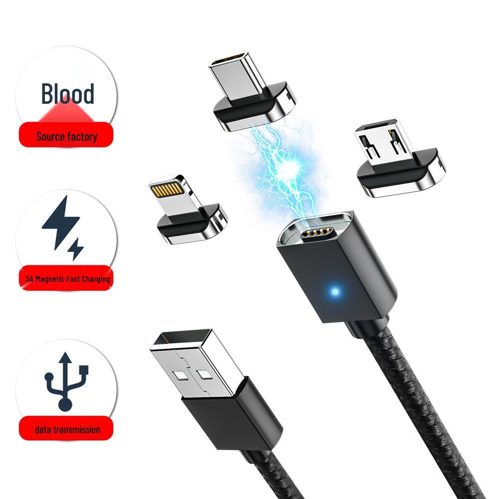 Universal Magnetic 3-in-1 Fast Charging Cable for Car, Apple, Android & Huawei Devices