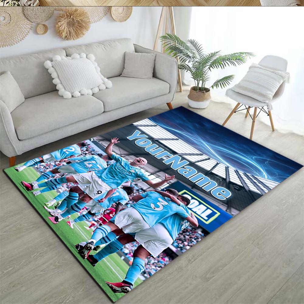 Manchester City Customizable Name Floor Mat Suitable for Balcony Living Rooms Decorate room Game Room Anti-slip Rug Anime Office Decor