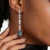 Silver Needle Inlaid Zirconia Square Round Tassel Earrings, 18K Gold-Plated, Exquisite High-Grade Women's Jewelry.