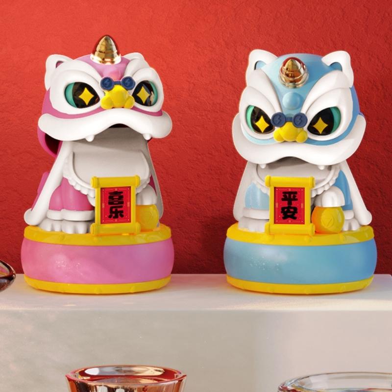 Solar Wobble Lion Figurine Solar Power Bobblehead Dancing Lion For Desk Car Dashboards Add Tradition & Good Fortunes
