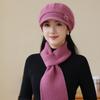 New Women Fashion Winter Warm Suit Female Dandy Hats For Women Casual Rabbit Fur Blend Knit Hat Winter Warm Cap Set