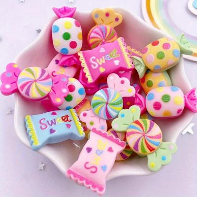 10 τμχ Μίνι Μικτής Ρητίνης 3D Sweet Colorful Dot Candy Flatback Cabochon Simulation Foods Scrapbook DIY Figurines Accessories Decor Crafts