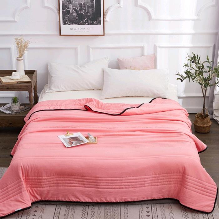 Solid Color Washed Cotton Summer Cool Quilt with Air Conditioning, Children's Quilt, Double Person Student Thin Quilt, Summer Cool Quilt