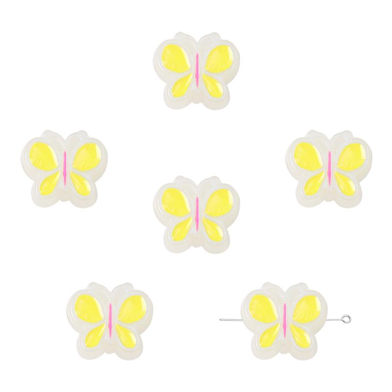 

4 шт. акриловые бусины Русалка Ji капельное масло бабочка для изготовления ювелирных изделий DIY ожерелья браслет ремесленные аксессуары 18x20mm жёлтый