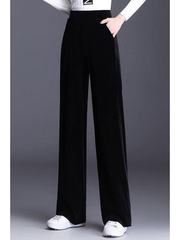 Golden Velvet High-Waisted Straight-Leg Pants - Women's Autumn/Winter 2025 Collection