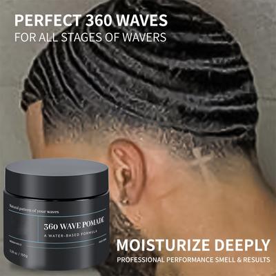 Pomata per capelli da uomo 360 Wave Pomade Pomata per lo styling dei capelli Pomata per capelli da uomo Tenuta forte e onde stratificate(150g/5.29oz)