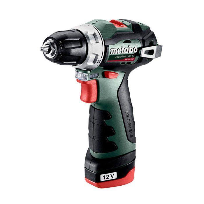 Perceuse-visseuse sans fil metabo powermaxx bs bl 601721500 12 v 2 ah li-ion + 2 batteries