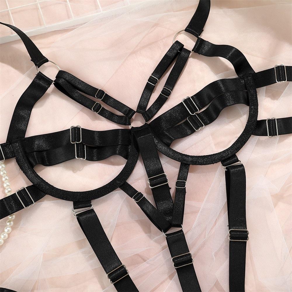 Aduloty Sexy Teddy Bodysuit for kvinner Sommer hult perspektiv Erotisk dameundertøy Svart Temptation Slynge bøyle BH Undertøysett