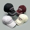 Korean Letters Embroidery Striped Baseball Hats New Men Women Sunshade Personal Versatile Casual Fashion Simple Ins Peaked Caps