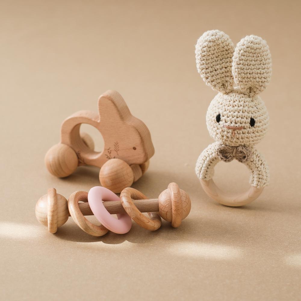 3Pc Baby Rattle Toys Wooden Animal Car And Crochet Rattle Sets Baby 0 12 Months Toys Teething Toys Baby Accessories Baby Toys