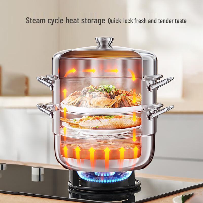 Joyoung 304 Stainless Steel 30cm Steamer Pot with Arch Lid