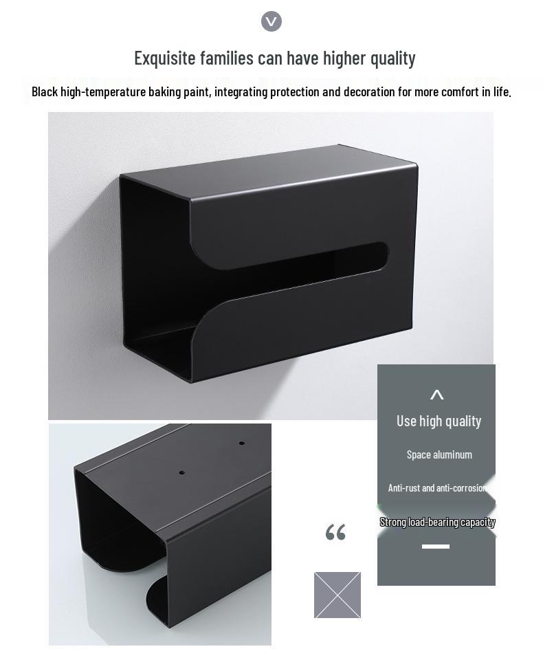 Universal Black Wall-Mounted Kitchen & Bathroom Paper Towel Dispenser Stand