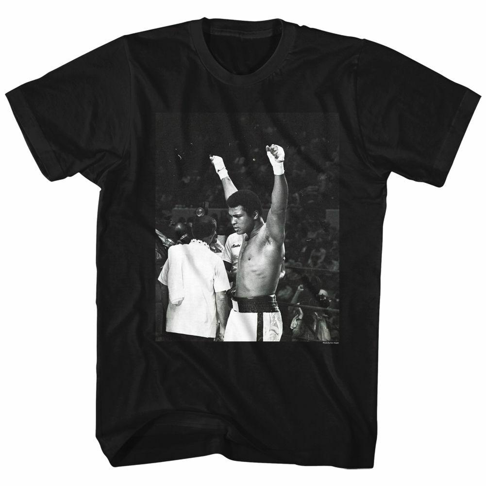 Muhammad Ali Hands In The Air Black Adult T-Shirt XXXL
