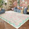 Cute Pink Grid Bow Pattern Carpet Non-slip Soft Area Rug for Girls Bedroom Living Room Nursery Home Decor