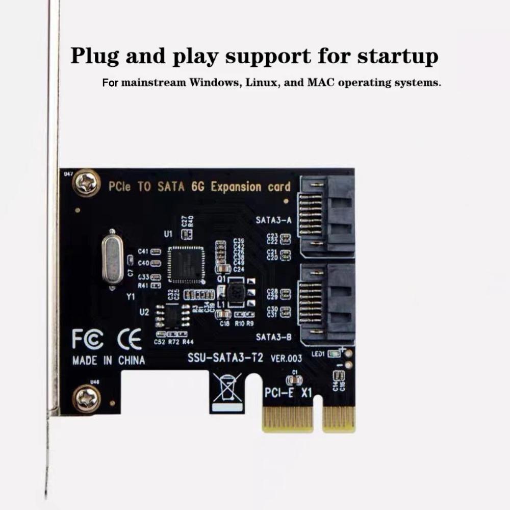 PCI-E X1 SATA 3.0 Erweiterungskarte 2-Port SATA III 6Gbps Adapterplatine ASMedia 1061 Chip PCI Express zu SATA Konverter für PC Festplattten-Erweiterung