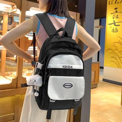 New Schoolbag Junior High School High School Large Capacity Lightweight Backpack Versatile Contrasting Color Girls Backpack