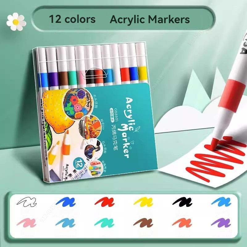 

12-80 Colores Set Acrylic Paint Art Marker Pen Rock Painting for Kids Graffiti Stone Ceramic Glass Wood DIY Crafts Art Supplies
